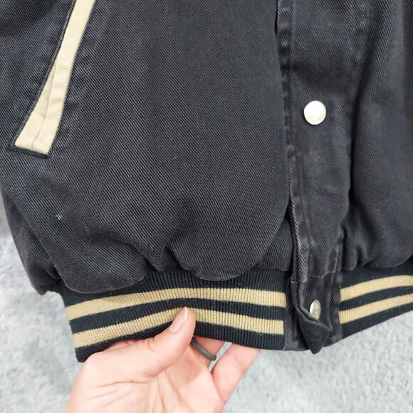 Disney Vintage Bomber Jacket Small Mickey Mouse Black And Tan Coat (No Hood) - Picture 7 of 16